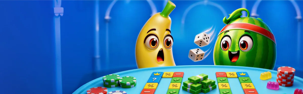 Nomini live casino table with the brand's fruit characters and chips